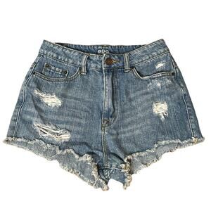BDG Urban Outfitters Womens High-Rise Dree Cheeky Shorts Sz 26 Raw Hem Distress